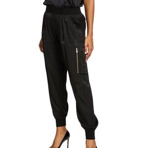 ATM Black Silk Cargo Pull on Pants